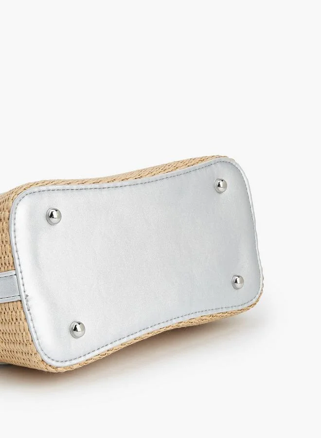 Peppermint SILVER Textured Tote Bag With Zip Closure for Women | Best Price UAE